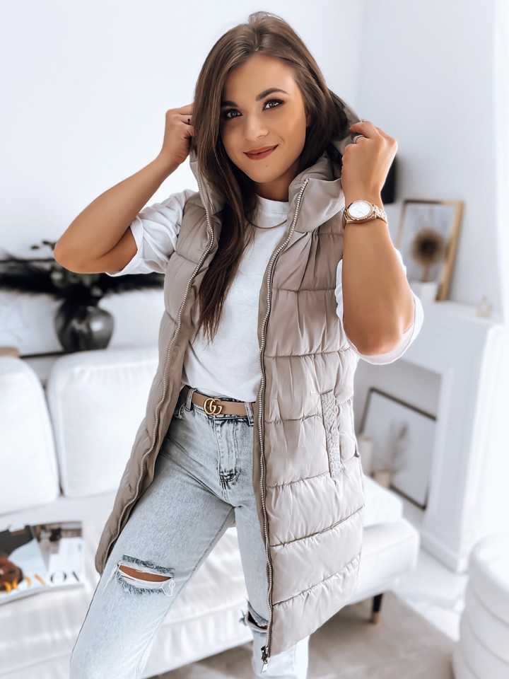 Smanicato Donna,Gilet Trapuntato In Piumino Da Donna Con Cappuccio - Foto 6