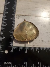 Vintage gold tone Detailed textured shiny leaf pin brooch pin fall foliage pb