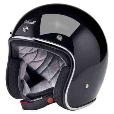 BILTWELL Bonanza Open Face Helmet Gloss Black (Size Medium)