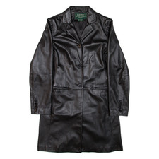 Lauren Ralph Lauren Overcoat Leather Coat Black Womens S