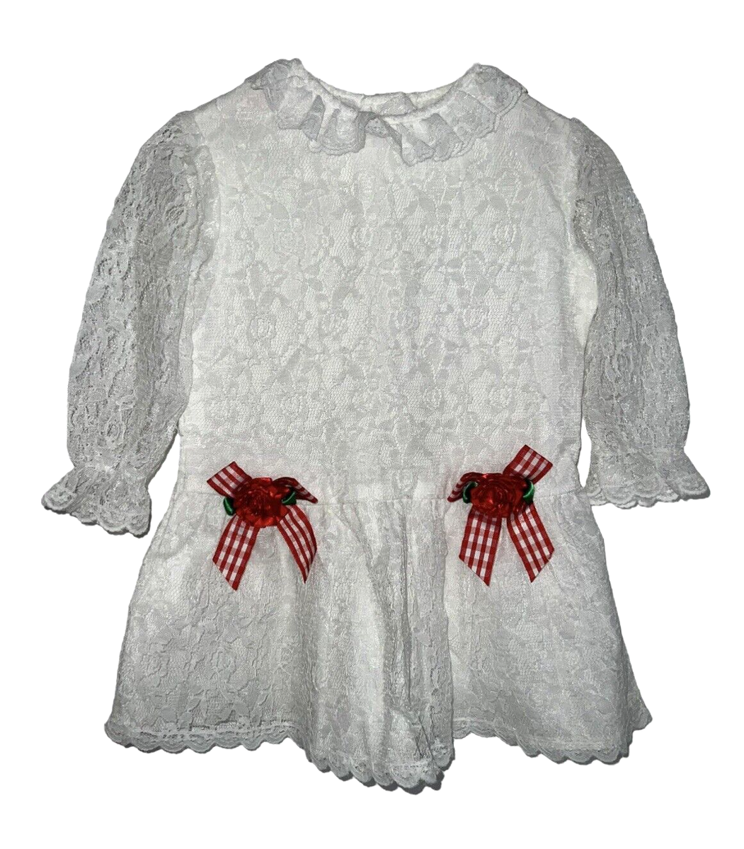 Girls Vintage White Lace Dress Michelle Lynn Made In USA Size 3T Red Bow Holiday | eBay Girls Vintage White Lace Dress Michelle Lynn Made In USA Size 3T Red Bow Holiday | eBay