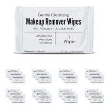Bulk Makeup Remover Wipes 25 or 50 Wrapped Gentle Alcohol-Free Clean