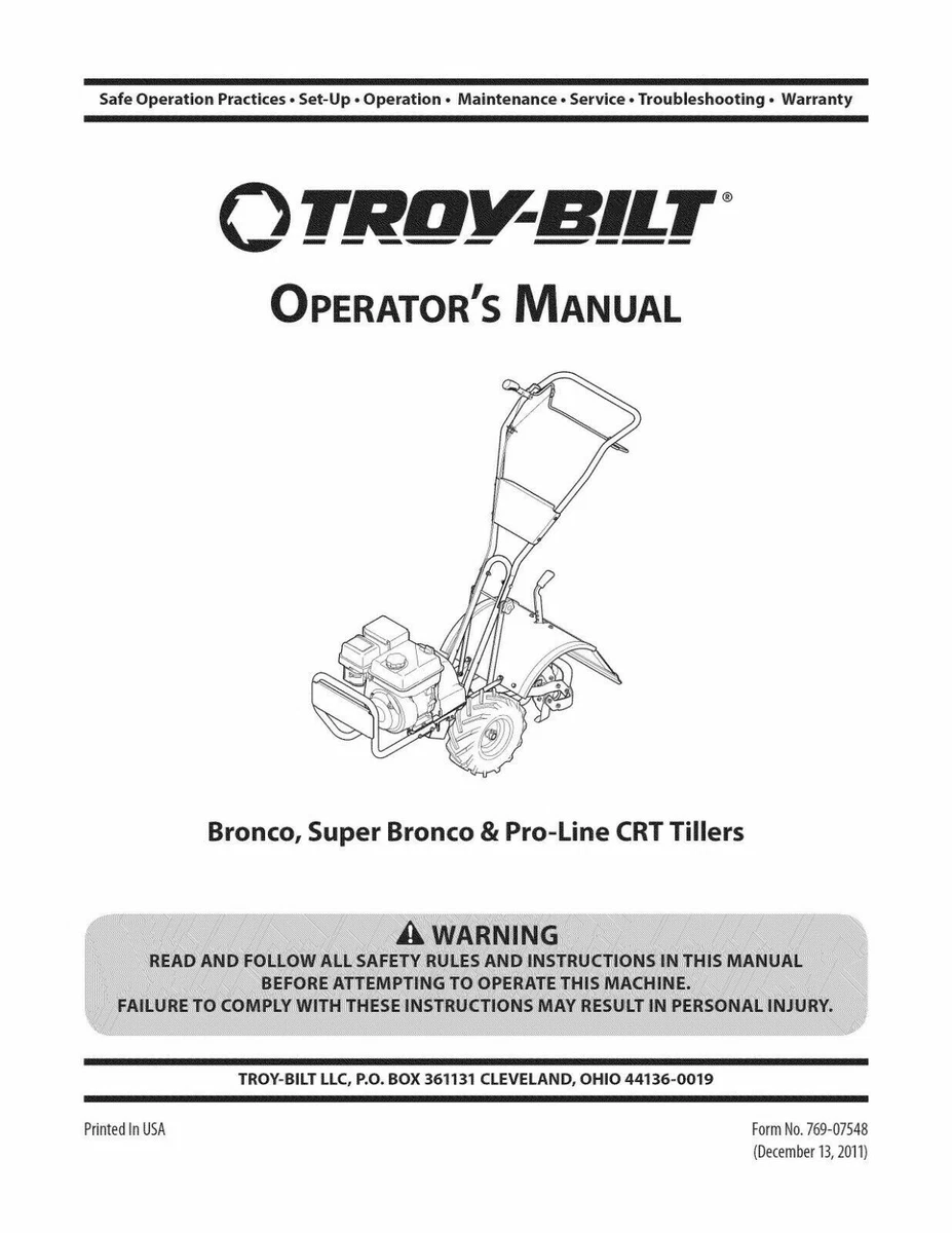 Troy bilt bronco sale riding mower manual