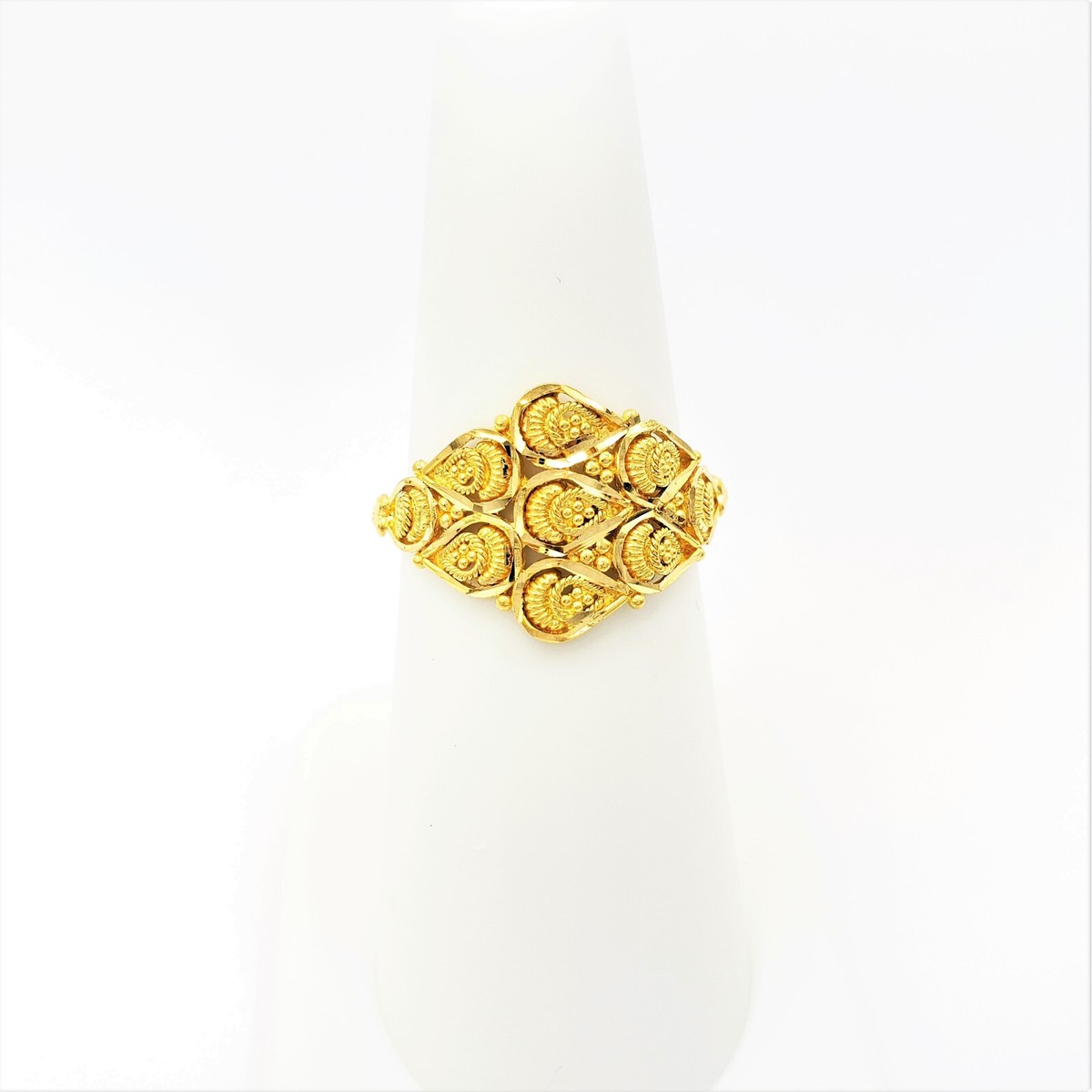 [未使用・保管品] ROGAR ロガール 22K GOLD PLATING Stunning 22K Solid Yellow Gold Ring Genuine Hallmarked 916