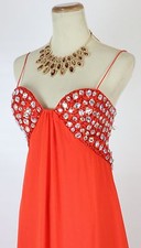 Hailey Logan $150 Evening Prom Formal Cruise Long Gown Flame Dress size 5 NEW