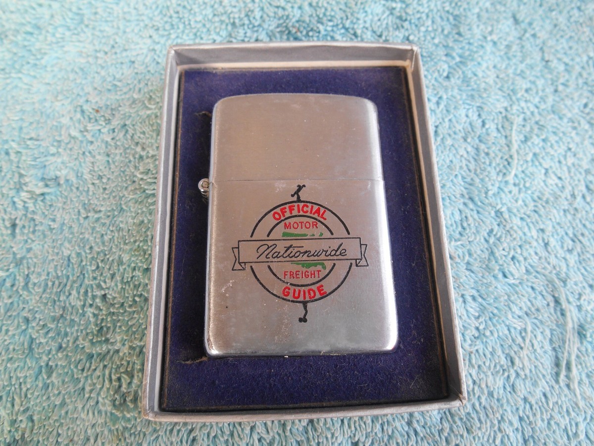 VINTAGE HALCO AD CIGARETTE LIGHTER UNFIRED OFFICIAL MOTOR FREIGHT GUIDE  WITH BOX
