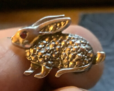 Rabbit Tie Tac Silver tone Crystal Infused Chain Bar Red Eye | eBay
