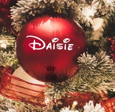 Personalised Name Sticker for Bauble Christmas Decoration Waltz Style Custom