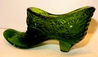 Vintage FENTON Daisy Buttons EMERALD GREEN GLASS SHOE FIGURINE Slipper
