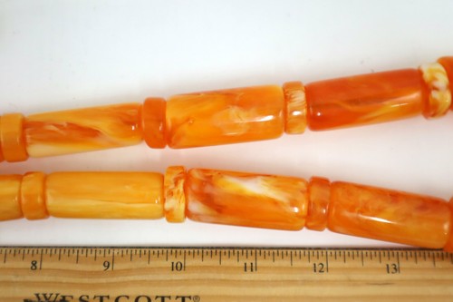 35"L Necklace Butterscotch Egg Yolk Color Art Deco with Earrings 17" Drop 280gm - Picture 3 of 9