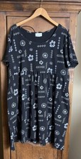 On White Women’s 2X Cotton Black Sleeveless Print Pullover Dress MADE IN USA
