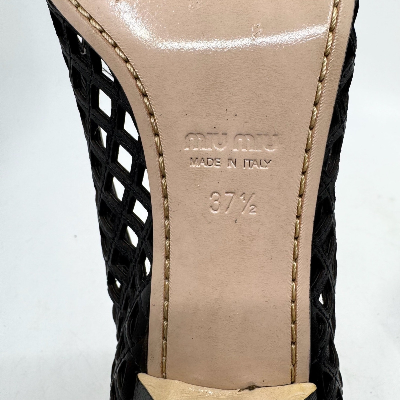MIU MIU Black Laser-Cutout Ballet Kitten Heel Pum… - image 9