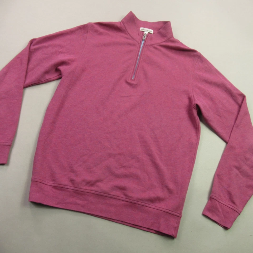 Suéter Peter Millar Para Hombre Pequeño Manga Larga 1/4 Cremallera Pullover Rosa Golf Foto 2 de 4