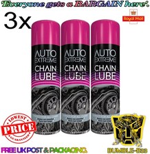 3x CHAIN LUBE SPRAY OIL 250ML FOR MOTORCYCLE MOTORBIKE BICYCLE BIKE - NEW