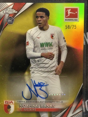 24/25 Topps Chrome Bundesliga - Noahkai Banks - Auto Yellow /75 - Picture 3 of 3
