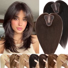 CLEARANCE Hand Tied Lace Base Topper Clip in 100 Real Remy Human Hair Hairpiece