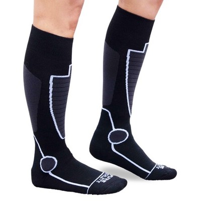 Pure Athlete Merino Wool Midweight Ski Socks - Warmest Large, Black/Grey 