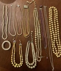 Lot of 11 Vintage to New Faux Pearl Necklaces and Bracelets Costume Jewelry