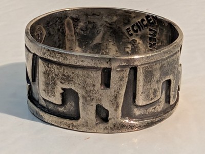 3 grm Silver Sz 8 Mexican 3/8'' 9.5mm Cigar Band Ring MEX & unidentified markings
