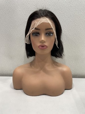 Urnoble Lace Front Human Hair Bob Wig 10'', Black