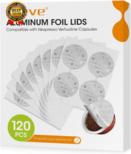 120 Pcs Aluminum Foil Seal Lids for Reusable Nespresso Pods Vertuo Compatible wi