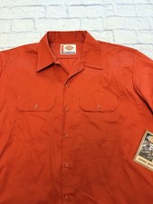 Dickies Men's XL Short Sleeve Stain Release Mechanics Red Button Up Work Shirt