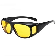 Night Vision Pro Driving Glasses Anti-Glare Polarized Wear Over Yellow Lens A