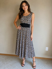 Sz 16 Animal Print Dress Perceptions New York Sleeveless Maxi Long Flare Skirt