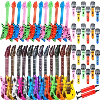 50 Pack Inflatable Rock Star Toy Set Includes 12 Pcs Inflatable Guitar 12 Pcs...