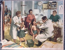 1950s UK school posters by MacMillan & Co, a charming set of four, rare subjects