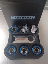 Monsoon Free Center Compression Fittings, 3/8" x 5/8" 6 Pack - Blue  Chrome