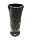 Van Briggle 8.5” Matte Black Vase Floral Motif