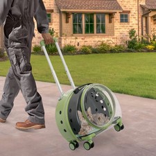 Breathable Cat Carrier Cat Carrier with 4 Wheels Acrylic Rolling Pet Carrier