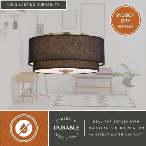 Vaxcel Lighting C0309 2 Light 13"W Flush Mount Drum Ceiling - Brass - Picture 7 of 11