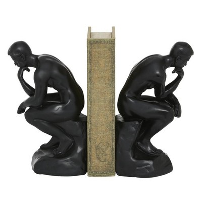 Deco 79 Polystone People Decorative Bookends The Thinker Non Skid Bookends, Set 