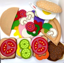 Melissa Doug Felt Food Pizza Sandwich Pretend Play Educational Set 45 Pieces
