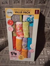 New-Kindly Girls Size S 4-6 14 Pk Hipster Cotton Panties Multicolor-Tagless