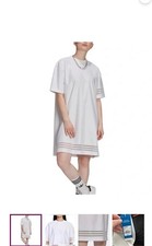 Adidas Tshirt Dress White Trefoil Small