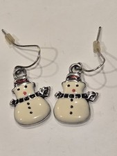 Christmas Enamel Snowman Stud Earrings