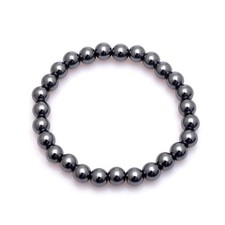 Dainty Hematite Stretch Bracelet, Ultra Delicate Smooth Beaded Gemstone Jewelry
