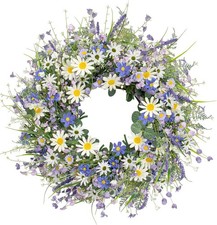 22 Inches Spring Wreaths for Front Door Blue Spring Door Wreath Summer Floral Wr