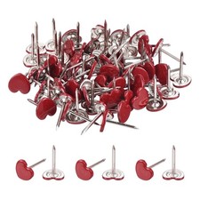 80Pcs Upholstery Tacks, 11 x 13mm Heart Cap Black Thumb Tacks, Red