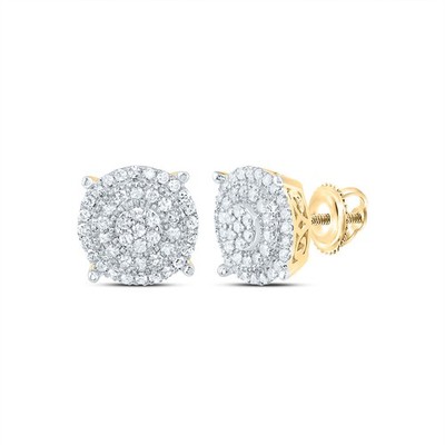 Runde Ohrstecker 0,39 ctw natürlicher Diamant Cluster 10 kt Gelbgold