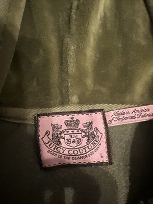 Vintage Juicy Couture Olive Green Velour Track Jacket Sz. L Full