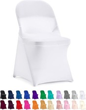 Stretch Spandex Folding Chair Cover for Wedding Party Dining Banquet Event White