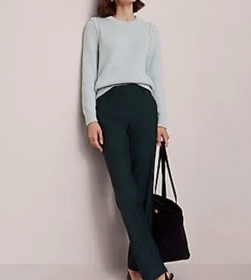 Ann Taylor The Straight Pant Classic Size 4 Petite Dark Green Mid Rise  $98