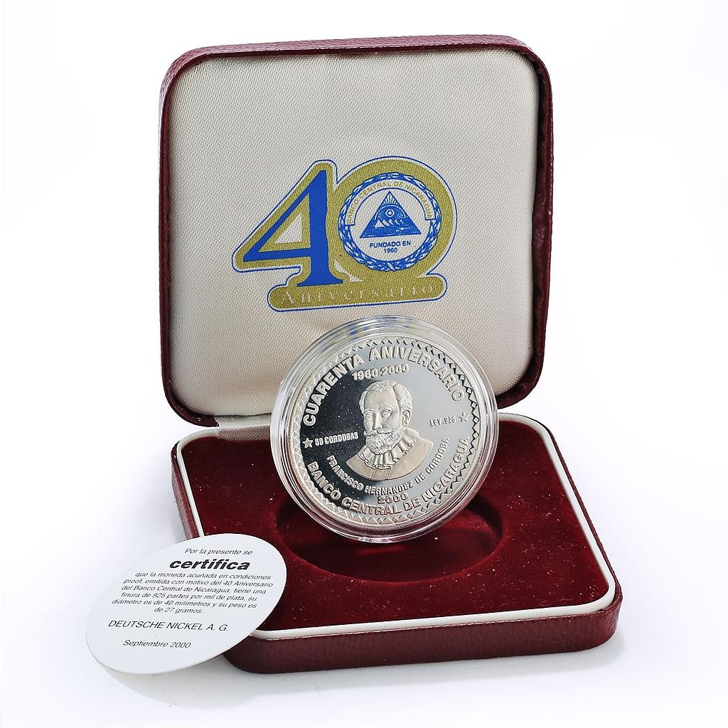 ニカラグア　中央銀行　50周年記念メダル Nicaragua 50 cordobas BCN Central Bank 40th Anniversary proof