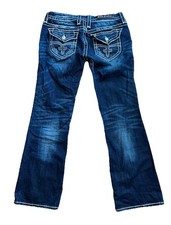 Rock Revival Jeans Womens Eva Relaxed Boot Low Rise Bling Western 30 X 30