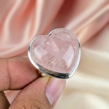 Rose quartz Gemstone Ring Silver Ring 925 Ste...