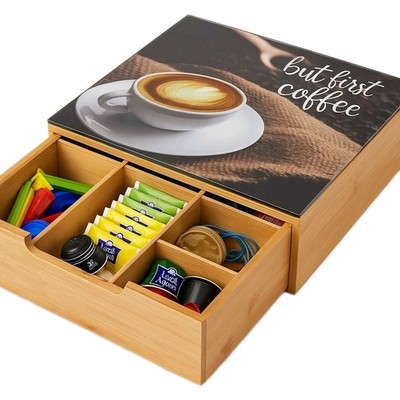 Bambus Kaffee- und Teebox   30 × 30 × 10 cm   Neu & OVP